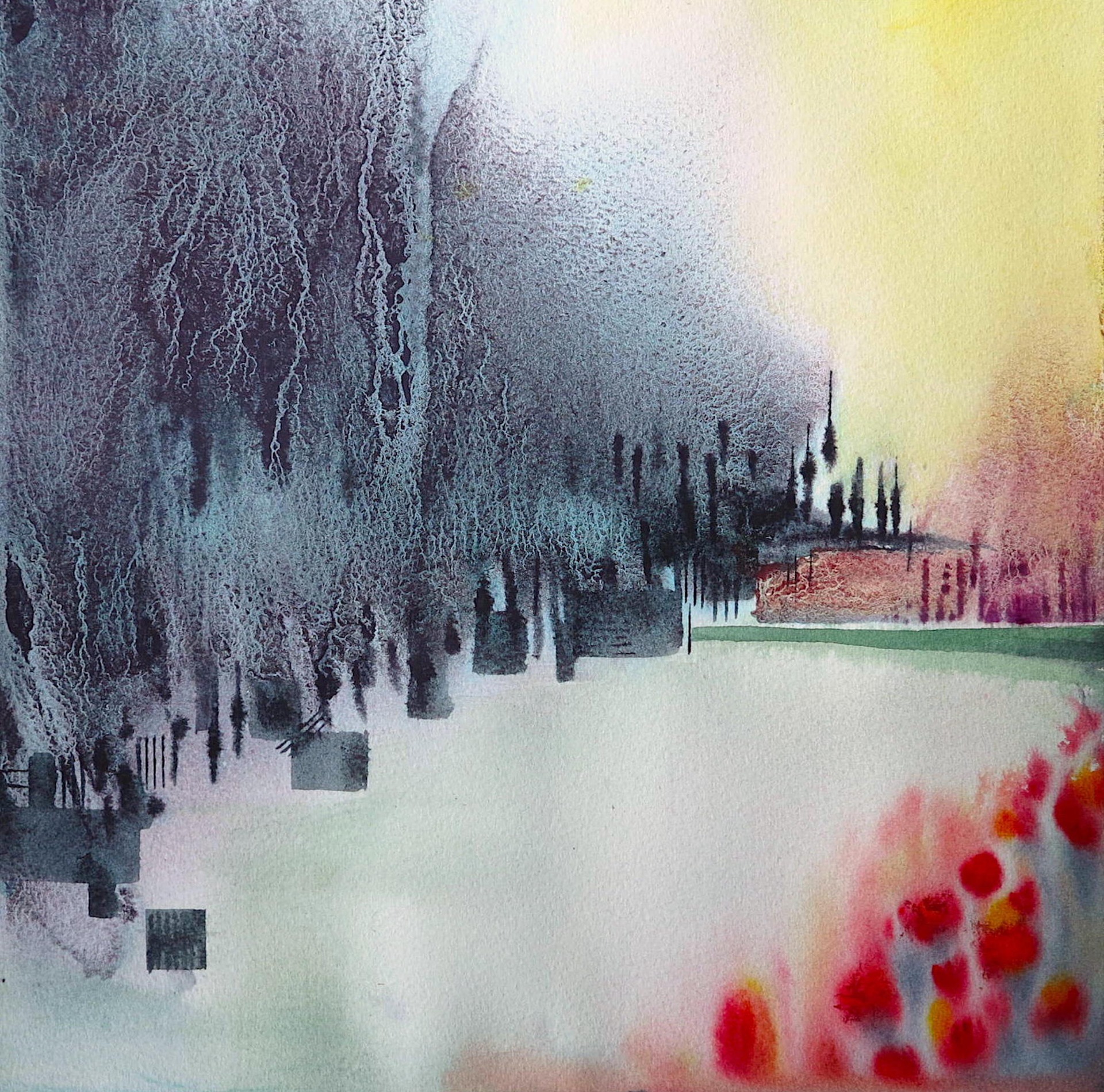'The Graveyard' (2020). Watercolor on paper, 31x31 cm