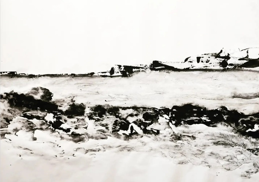 'No title' (2023). Watercolor monotype on paper, 64x46 cm cm