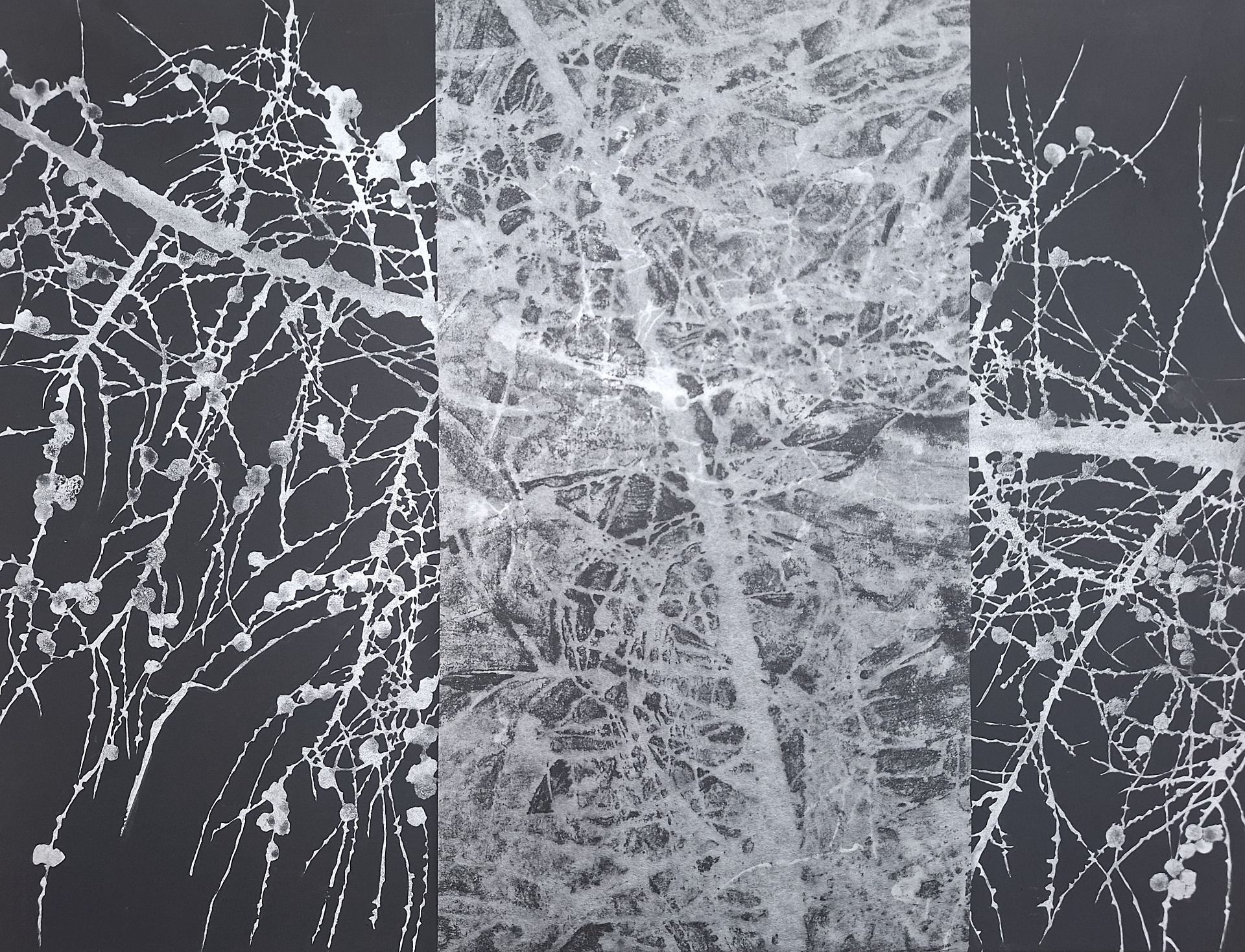 'Unknown 12082025 (Glitch)' (2025). Watercolor on cotton and tengujo papers, 47x36x1 cm